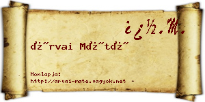Árvai Máté névjegykártya